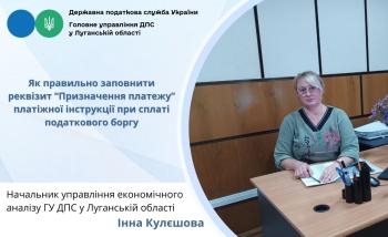 Як правильно заповнити реквізит «Призначення платежу» платіжної інструкції при сплаті податкового боргу