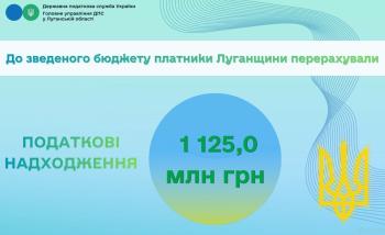 Дякуємо платникам за фінансову підтримку держави! До зведеного бюджету платники Луганщини перерахували 1 125,0 млн грн податків і зборів