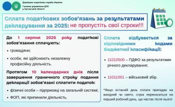Увага! Сплата податків за декларацією про майновий стан і доходи – до 1 серпня